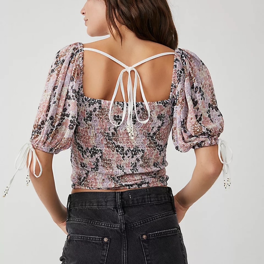 Free People Back on Top Crop Top White Combo Size S NWT
